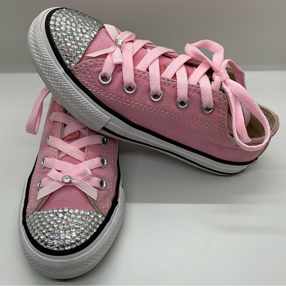 🦊CUSTOM Converse Kids' Chuck Taylor All Star Low Top Sneaker Swarovski 12 youth